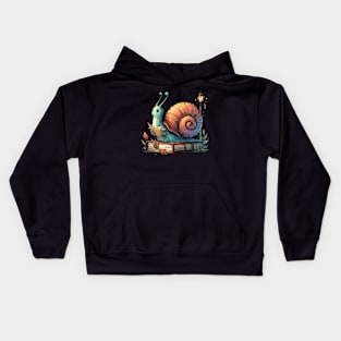 Snail Traveler Reading a Map On Book Kids Hoodie